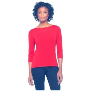 RWomen's Boatneck Tee 3/4 Sleeve - Red M